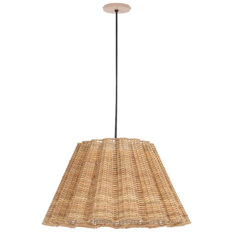SAFAVIEH Luca 17-Inch Cane Pendant Light, Woven Shade Ceiling Fixture with Hardwired Installation, E27 Bulb Base