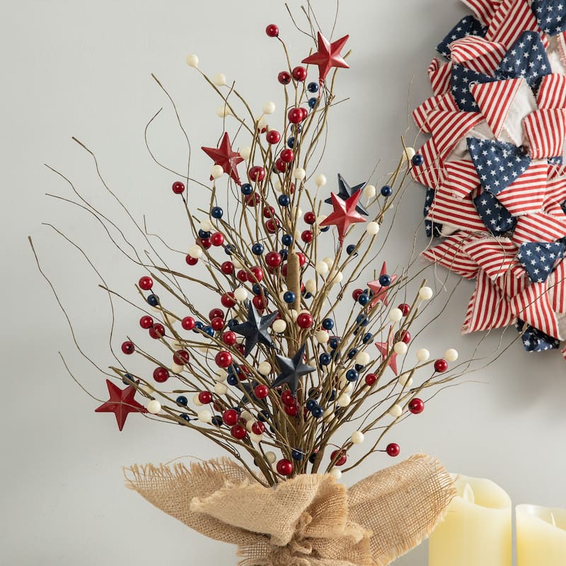 Glitzhome Pinecone Berry Table Tree Americana Centerpieces