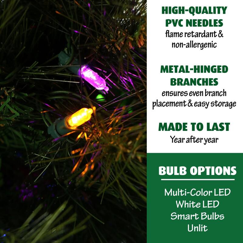 Fraser Hill Farm 7.5' Pine Christmas Tree, Multicolored LED
