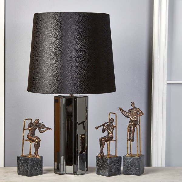 black geometric table lamp
