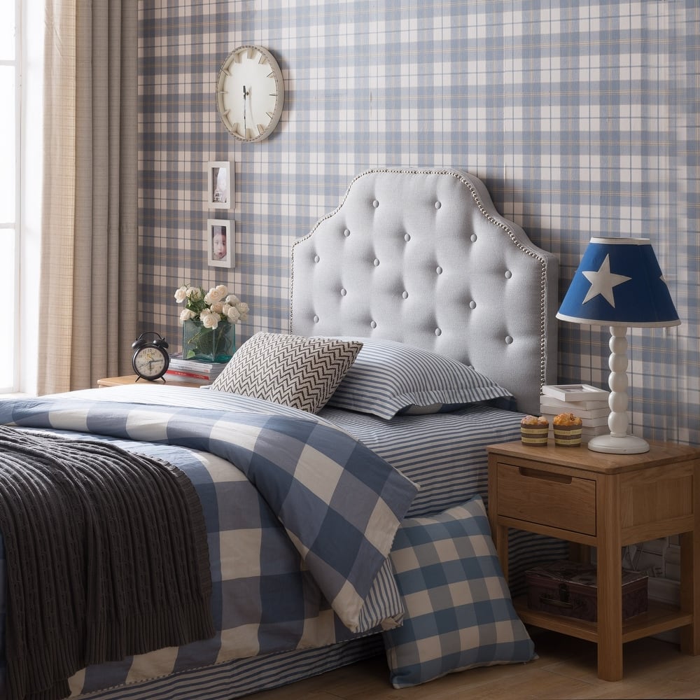 Silas Studded Fabric Twin-size Headboard by Christopher Knight Home