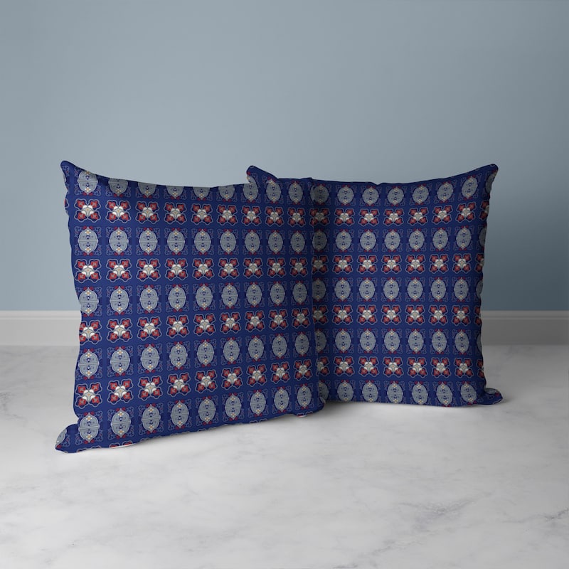 Darbari Dynasty Faux Suede Reversible Throw Pillow Blue and Gray