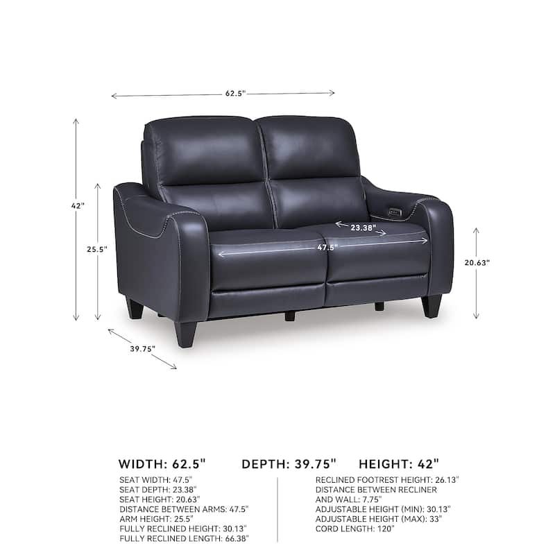 Signature Design by Ashley Mercomatic Power Reclining Loveseat - 62"W x 40"D x 42"H