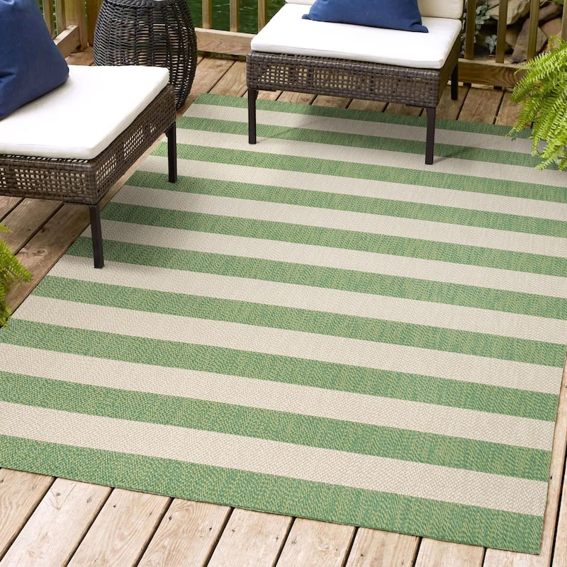 JONATHAN Y Vinales Two-Tone Wide Stripe Indoor/Outdoor Area Rug
