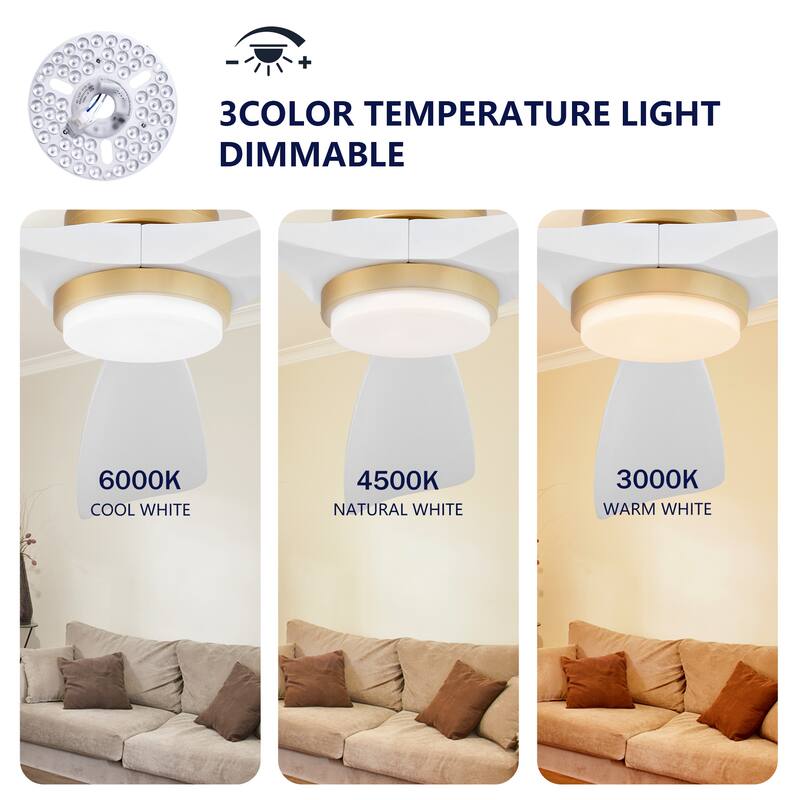 52" Ceiling Fan w/ Dimmable LED Light Remote Control Reversible DC Motor