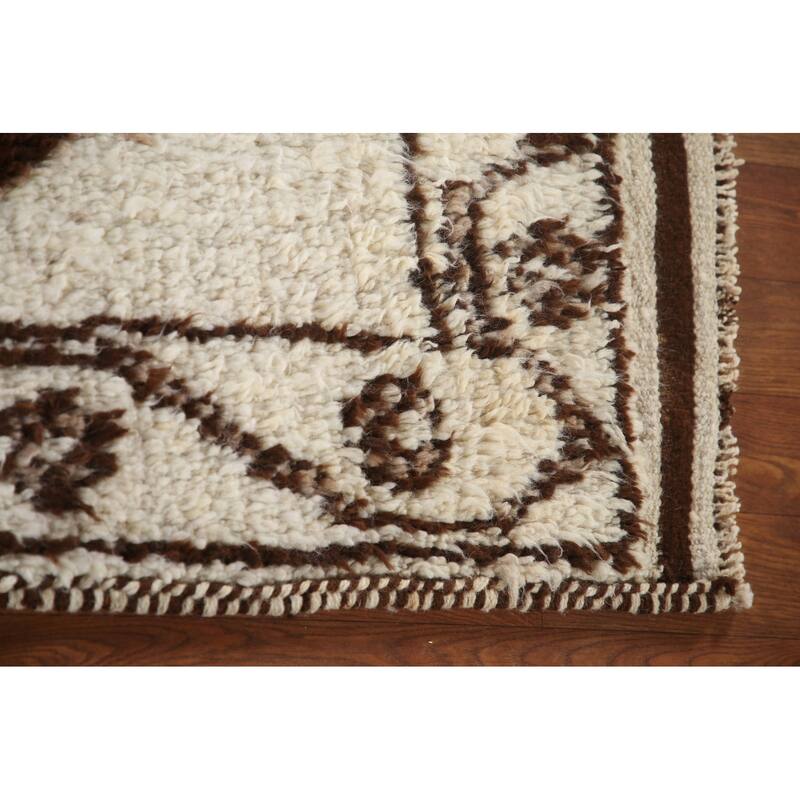 Natural Dye Beige Anatolian Runner Rug Handmade Oriental Wool Carpet - 3'4"x 11'7"