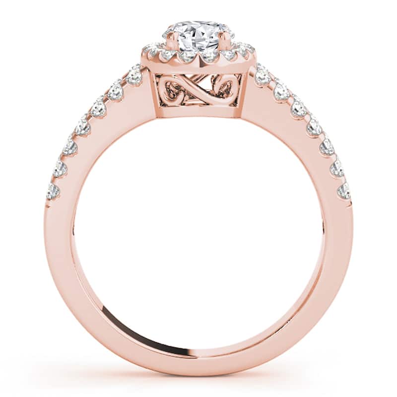 Auriya 14k Rose Gold Lab Grown Oval Diamond Halo Engagement Ring 0.50 to 5.00 ct. tw. (F-G VS)