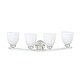 preview thumbnail 1 of 2, Aspen Creative Four-Light Metal Bathroom Vanity Wall Light Fixture, 28-3/4" Wide, Transitional Design in Satin Nickel