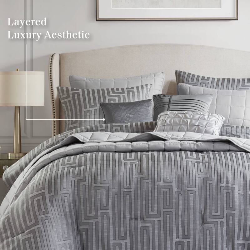 GDF Studio - Averleigh 10-Piece Queen Luxury Jacquard Comforter Set