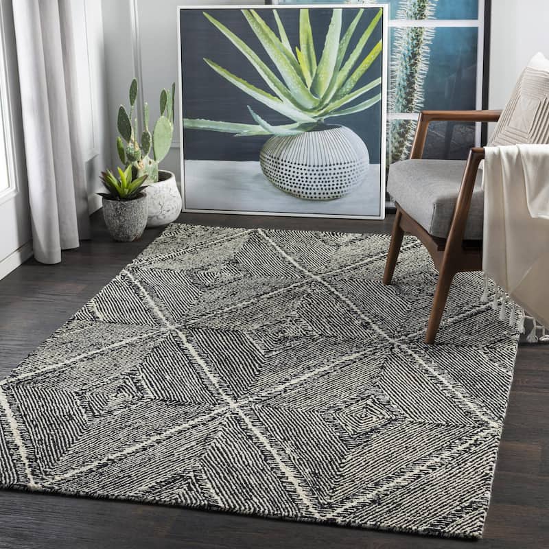 Livabliss Maroc Bohemian & Eclectic Area Rug - 10' x 14' - Black/Beige - Rectangle