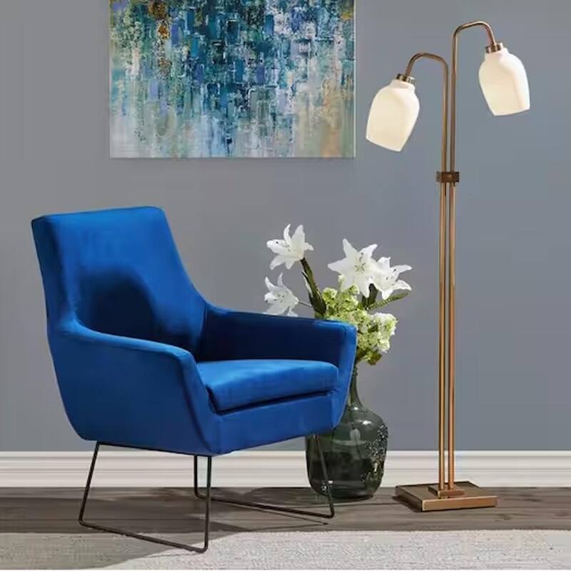 2-Light Antique Brass Floor Lamps - 21" x 61"