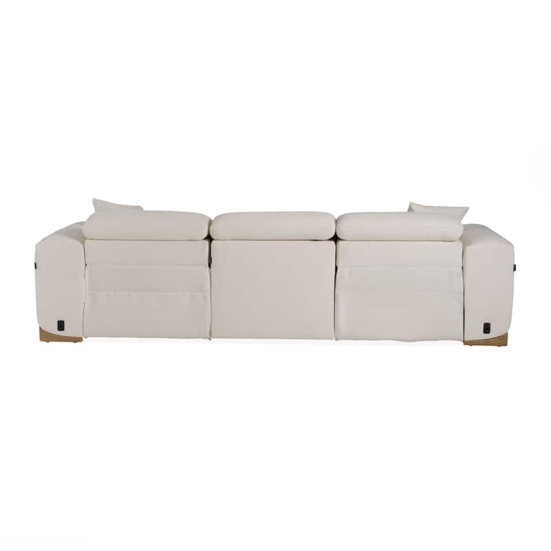 Divani Casa Hagerty Modern Off-White Fabric Sofa With 2 Power Recliners