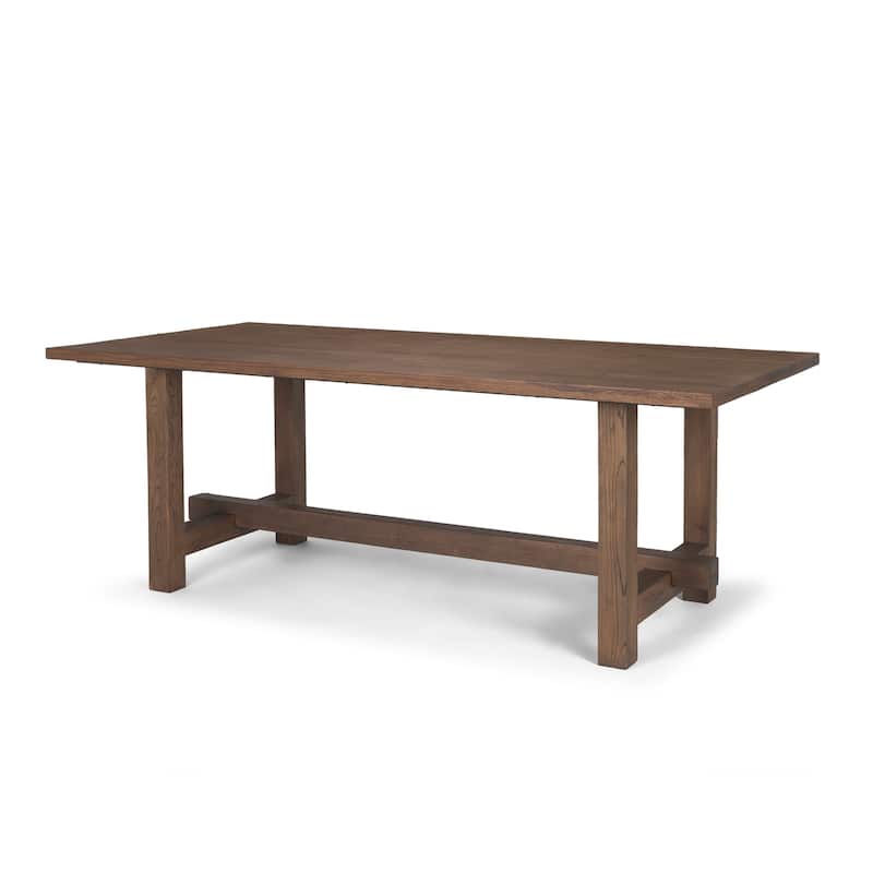 Suke 84" Rectangular Wood Trestle Dining Table - 84.0L x 42.0W x 30.0H - Brown