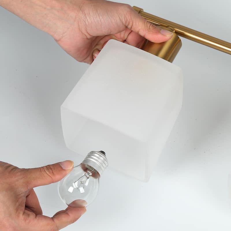 Modern Glam 3-light Bathroom Vanity Light Linear Dimmable Wall Sconces with Frosted Glass Shade