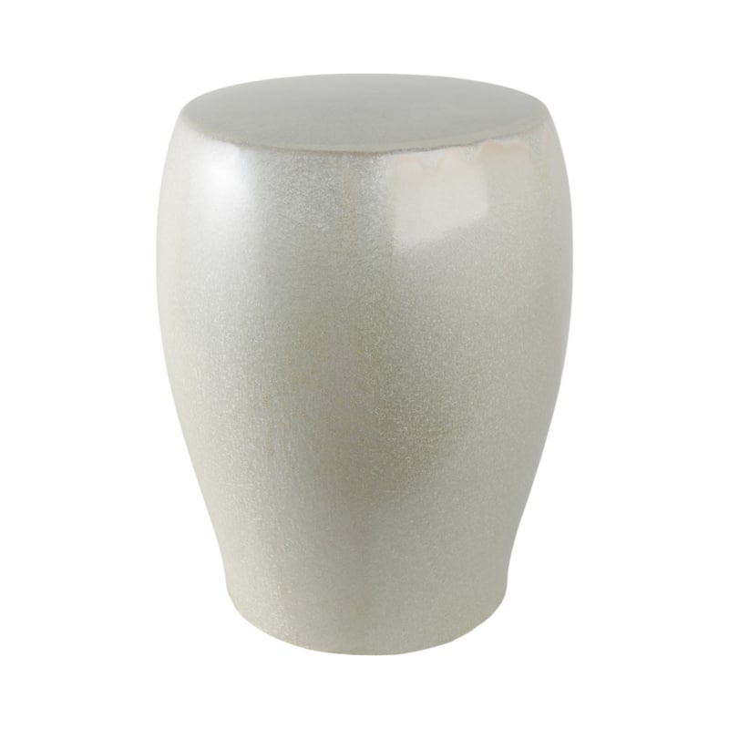 Ceramic Garden Stool Modern Accent Seat for Home Office - 19" Ivory