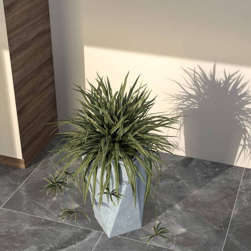 Aloe Fiberstone & MGO Clay Tapered Square Tall Planter Plant Pot, Indoor/Outdoor with Drainage Holes for Yard Porch Decor