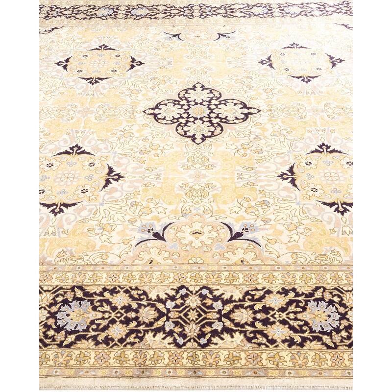 Overton Handknotted Wool Traditional Oriental Ivory Area Rug - 6' x 9'