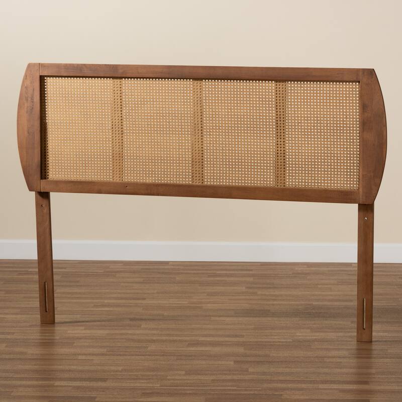 Harris Ash Walnut Wood and Synthetic Rattan Headboard