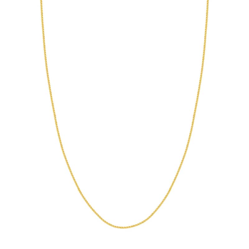 Curata 14k Yellow Gold 1.5mm Round Wheat Chain Necklace (Lobster)