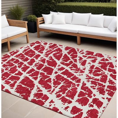 Mari Modern Art-Inspired Weather Resistant Blended Style Outdoor Rug