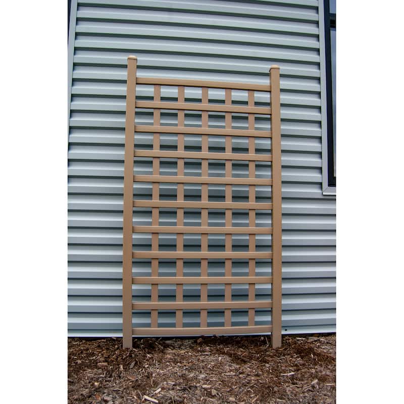 DuraTrel Country Garden 35" x 66" White Vinyl Wall Trellis - Beige - Vinyl