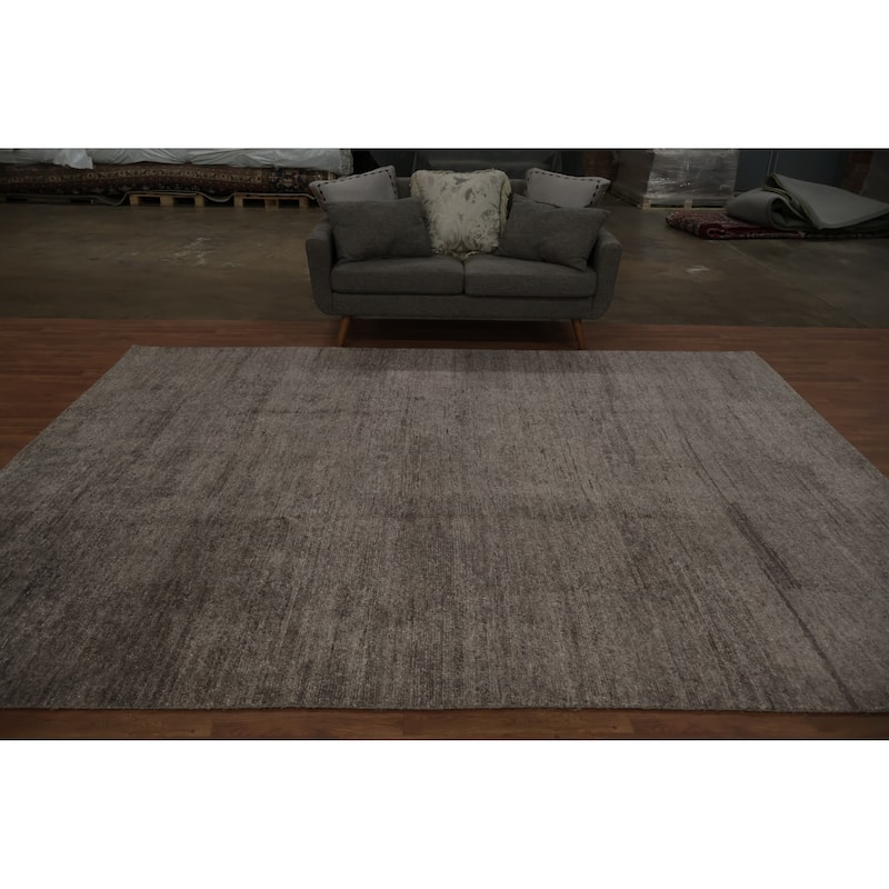 Hand Knotted Oriental 100% Wool Carpet Tribal Contemporary Brown Gabbeh Area Rug - 11' 3'' X 8' 6''