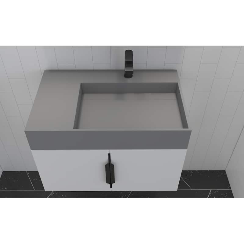 Amazon 30" Wall Mounted Bathroom Right Basin Vanity Set w/ Gray Top