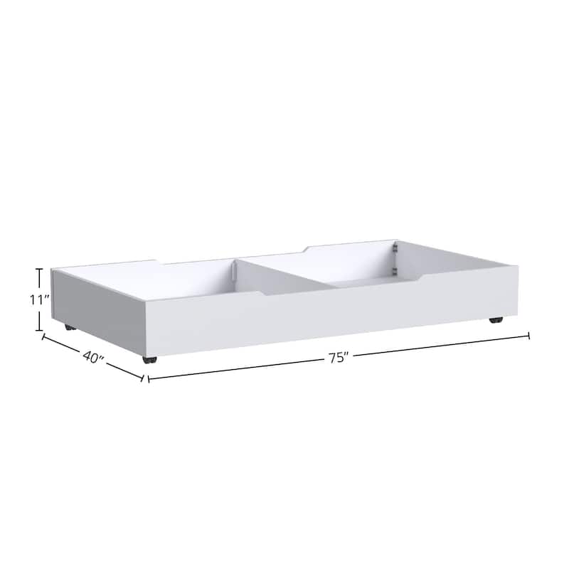 Rowan 75" Wide Modern Style Trundle, Ash Linen White