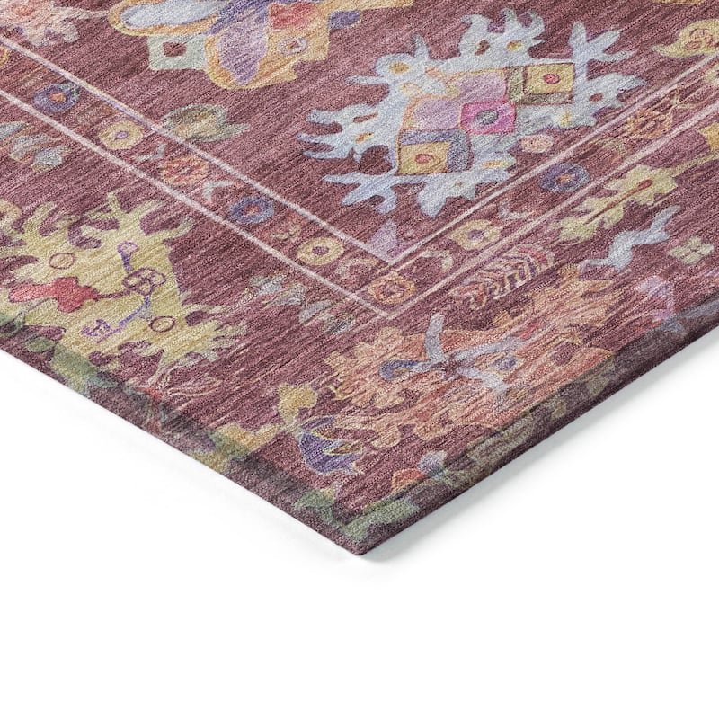 Machine Washable Indoor/ Outdoor Boho Traditional Chantille Rug