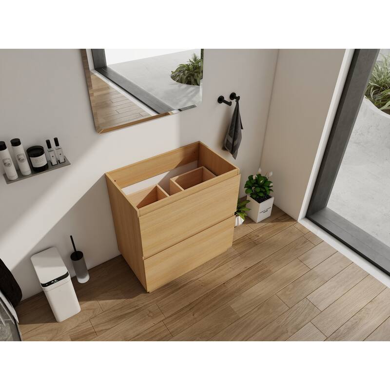 GDFStudio - Geneva Modern Wall-Mounted Bathroom Vanity Set with 2 Soft Close Drawers, Sink NOT INCLUDED