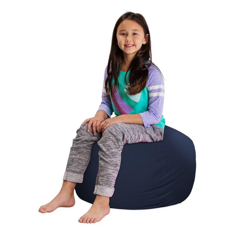 Kids' Stuffed Animal Storage Bean Bag Chair Cover or Toy Organizer - 27 Inches Medium - Solid Navy Blue