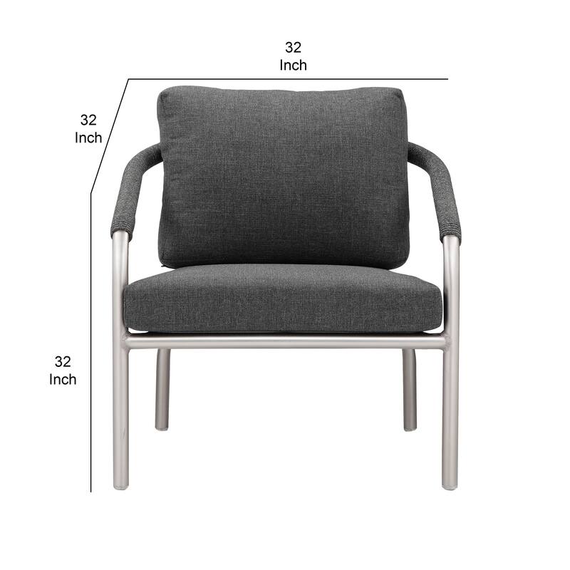 Phil 32 Inch Armchair, Slate Gray Rope Accent, Fade Resistant Cushions