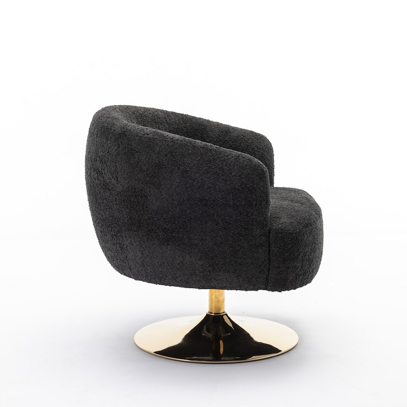 Accent Swivel Chair With Gold Metal Round Base