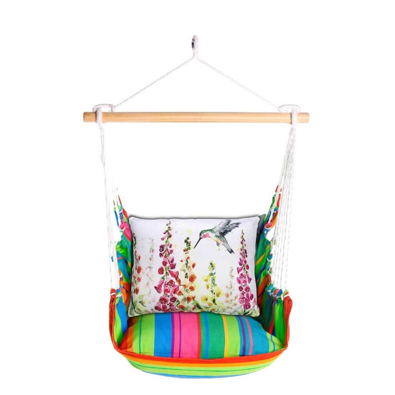 Magnolia Casual Swing Set 4 piece - Le Jardin Nouveau w/ Foxgloves with Hummingbird