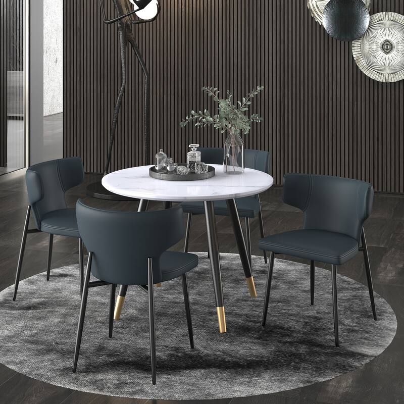 Contemporary Fabric and Metal Dining Chair, Set of 2