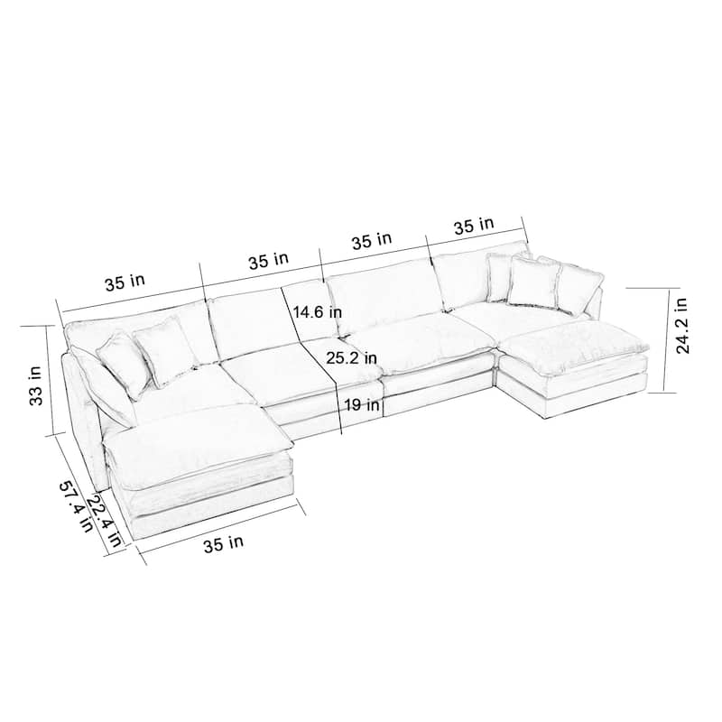 Cloud Chenille Upholstered Modular Sectional Sofa with DIY Combination Design