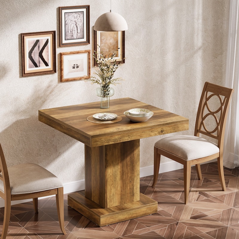 Rustic Suqare Kitchen Dining Table for 4, Dinner Table For Small Spaces, Dining Room - 31.5" L x 31.5" W x 29.53" H