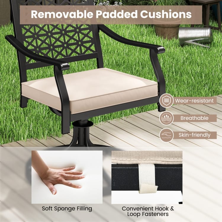 Outdoor Swivel Patio Dining Chairs with Cushions Set of 2 - 23" x 23" x 35"