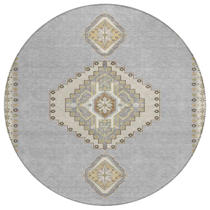 Machine Washable Indoor/ Outdoor Boho Traditional Chantille Rug