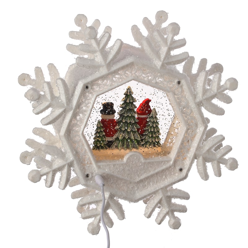 9.5"Led Battery Operated Timer Usb Snowflake Water Globe