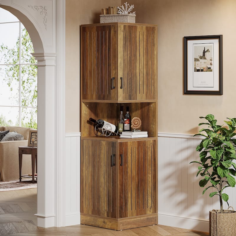 70.87" Tall Corner Cabinet with Doors and 5 Storage Shelves - 19.69" W x 19.69" D x 70.87" H