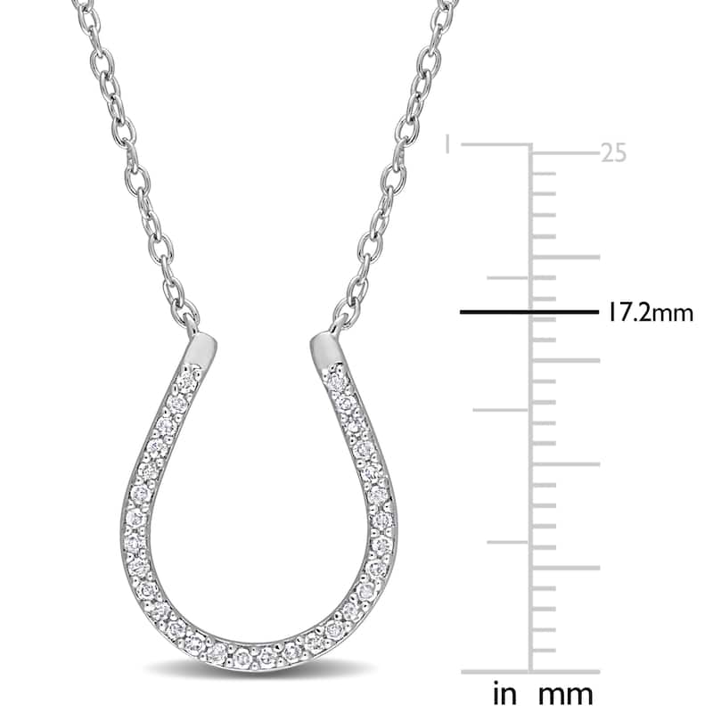 Miadora 1/6ct TDW Diamond Horseshoe Necklace in Sterling Silver