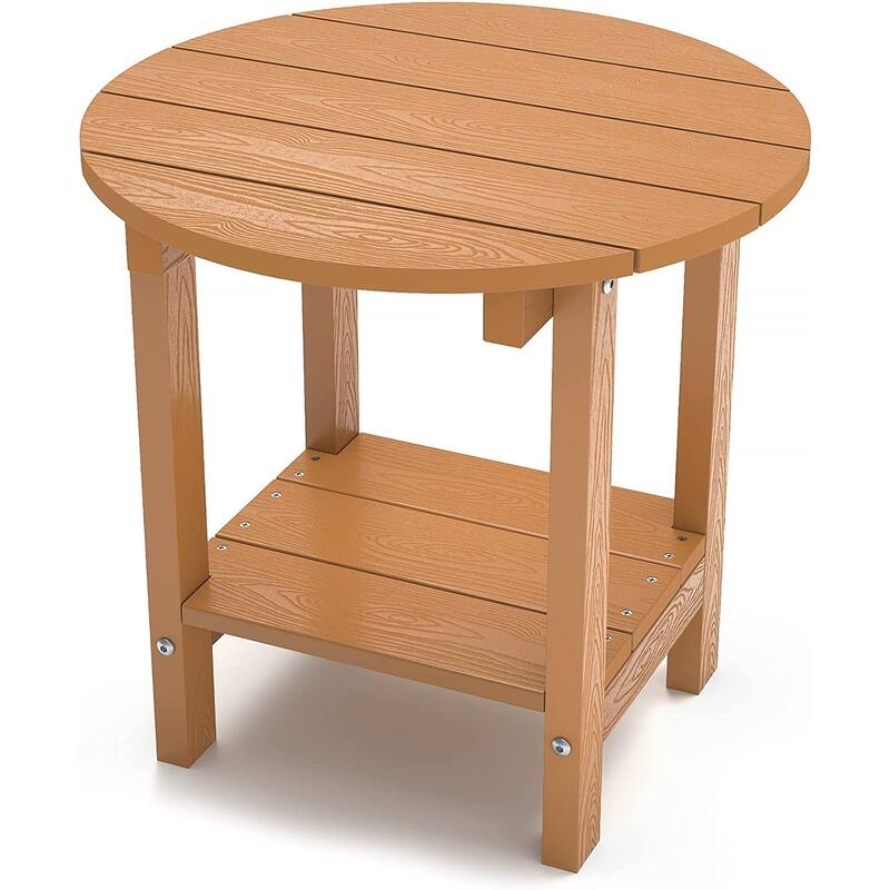 WINSOON All Weather HIPS Outdoor 2-Tier Outdoor Side Tables Adirondack Tables - Teak