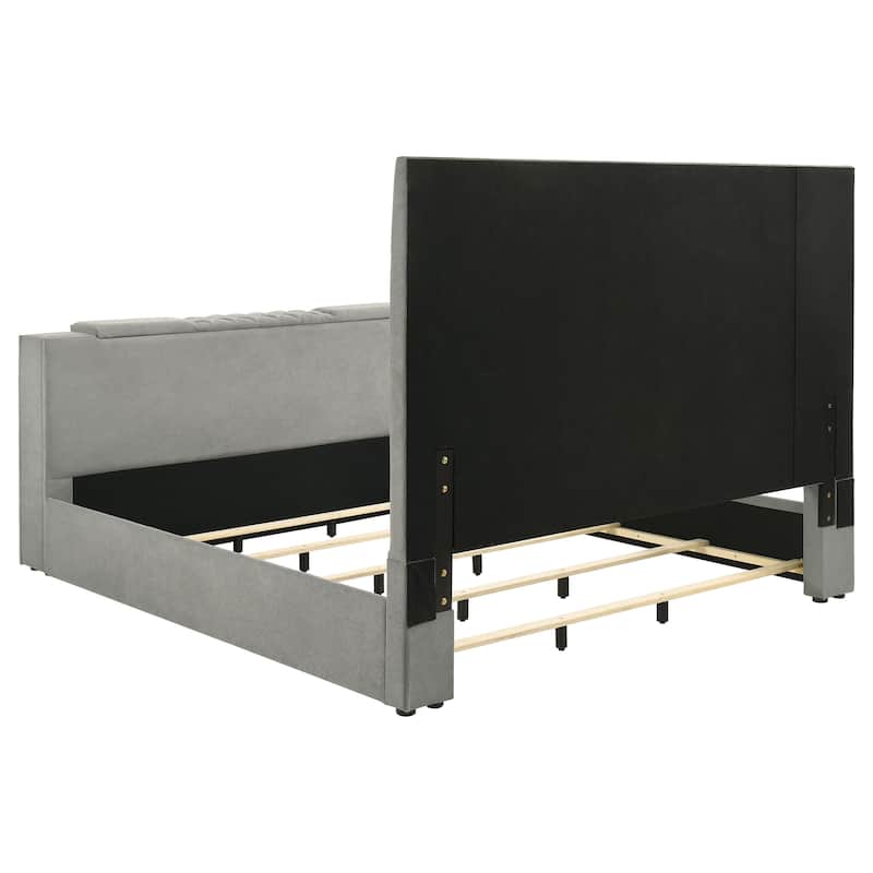 Tara 61-inch Upholstered Panel TV Bed Grey