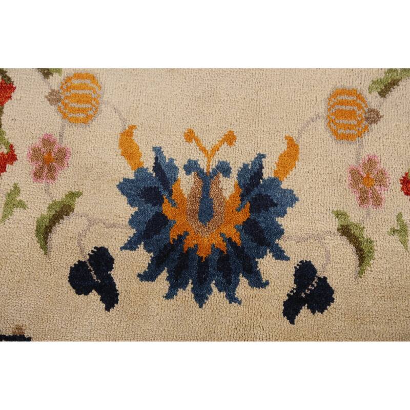 Floral Heriz Serapi Indian Area Rug Handmade Wool Carpet - 7'9" x 9'9"