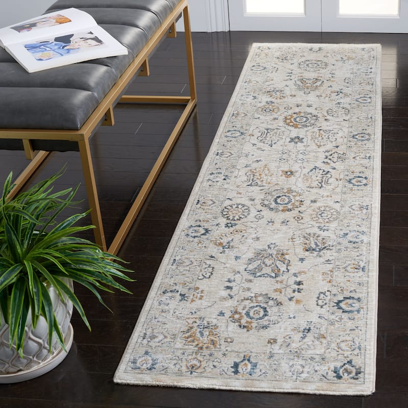 SAFAVIEH Dream Fugen Vintage Traditional Oriental Rug - 2' x 8' Runner - Ivory/Navy