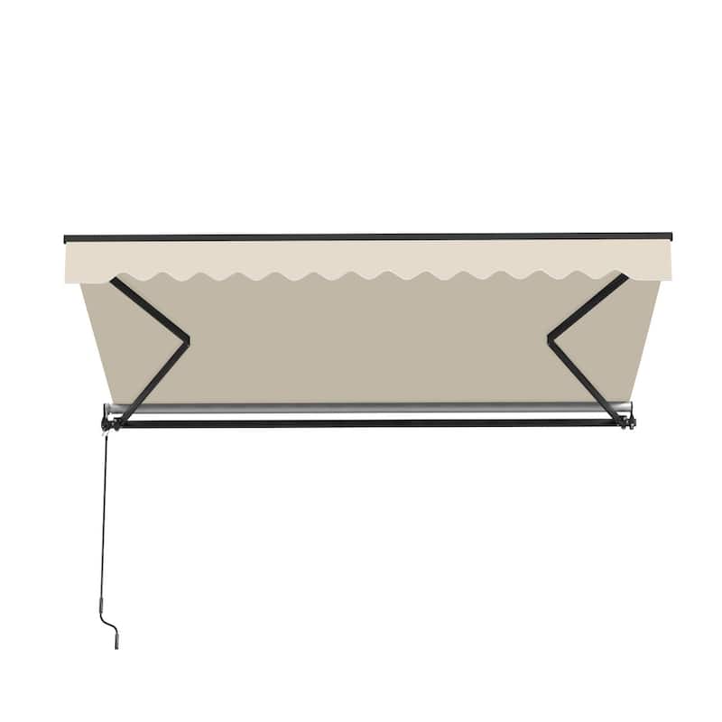 ALEKO Caribbean Manual Retractable Patio Awning - Black Frame - Ivory Cream - 12 x 10 Feet