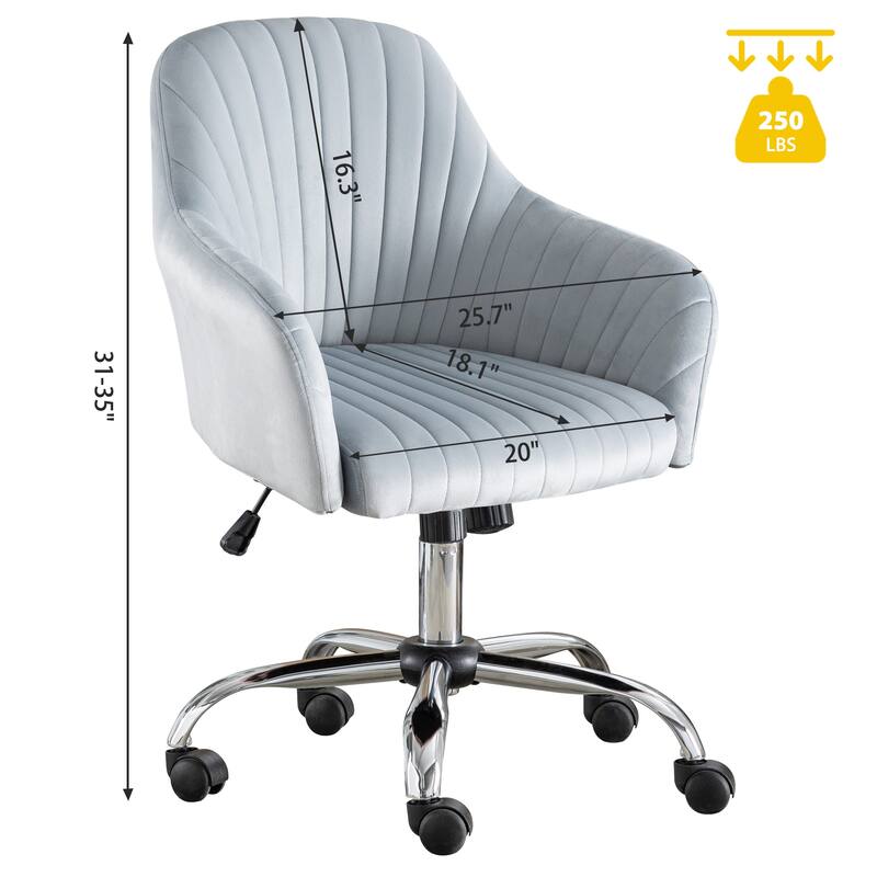 Modern Velvet Accent Chair with Adjustable Height and Rolling Casters
