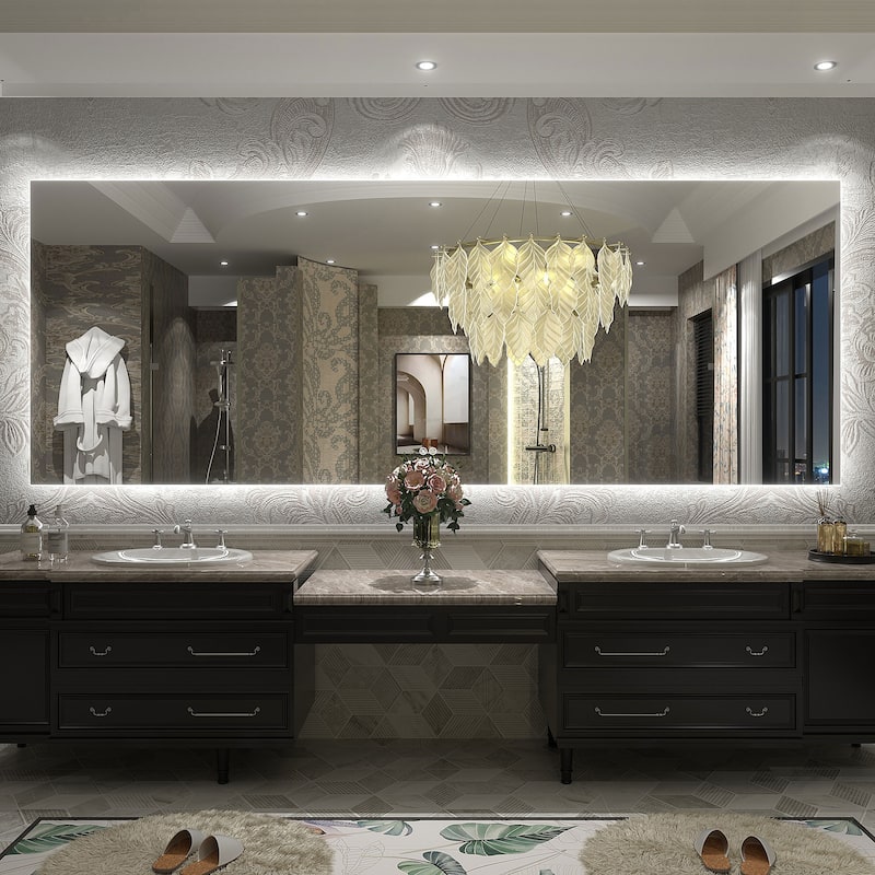 UL Certified Frameless Anti-Fog 3 Colors Dimmable LED Backlit Wall Bathroom Vanity Mirror