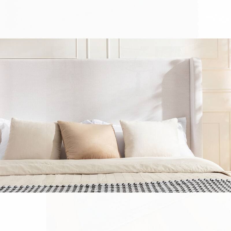 Upholstered Wingback Bed Without Wooden Slats Box Spring Required